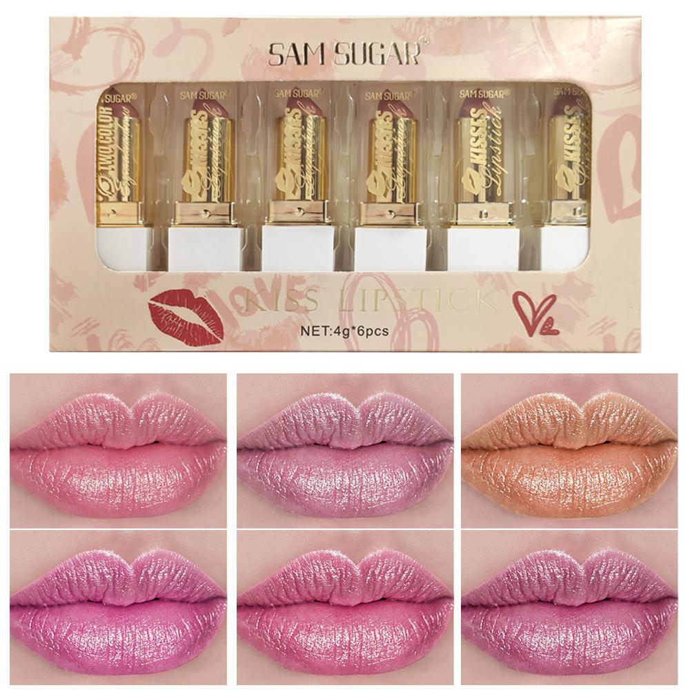 Long Wearing Pearlescent Lipstick Set Waterproof Lip Gloss High Shine Moisturizing Non Stick Cup Matte Balm