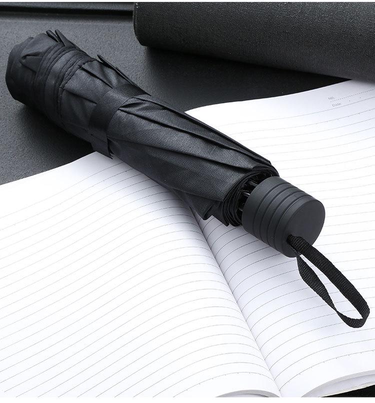 Ten-Rib Automatic Black Glue Sun and Rain Protection Umbrella, Three-Fold Design with Custom Logo Option