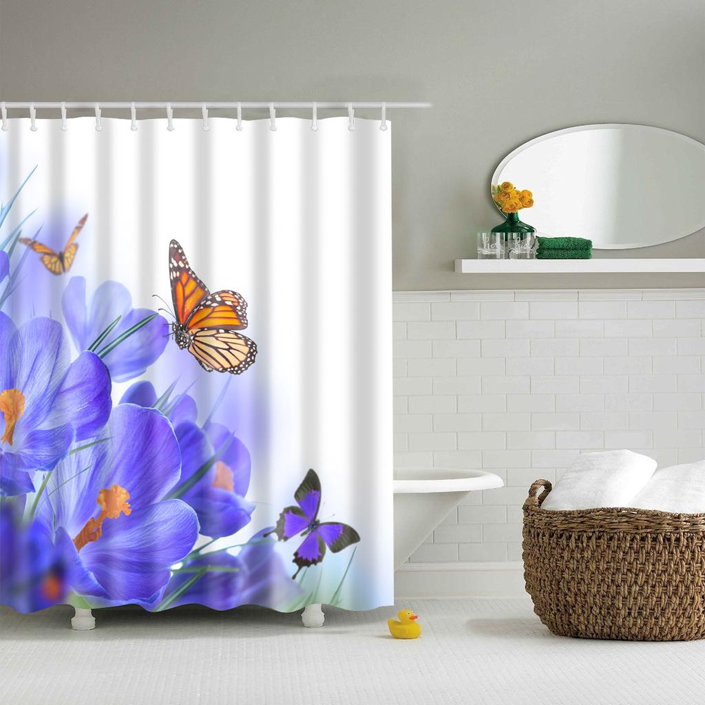 Animals Birds Owl Butterfly Flamingo Shower Curtains Bathroom Curtain Frabic Waterproof Polyester Bathroom Curtain with Hooks