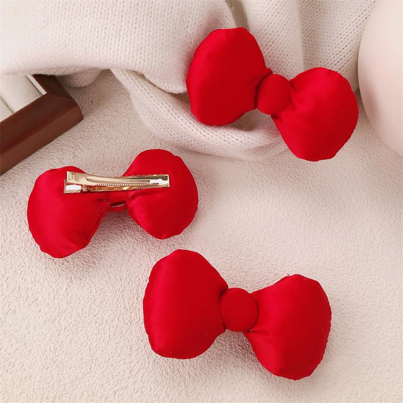 1/5Pcs Large Size Red Bowknot Hair Clips Women Sweet Duck Bill Bangs Hairpins Girl Cotton Filling Cute Children Fashion Headwear
