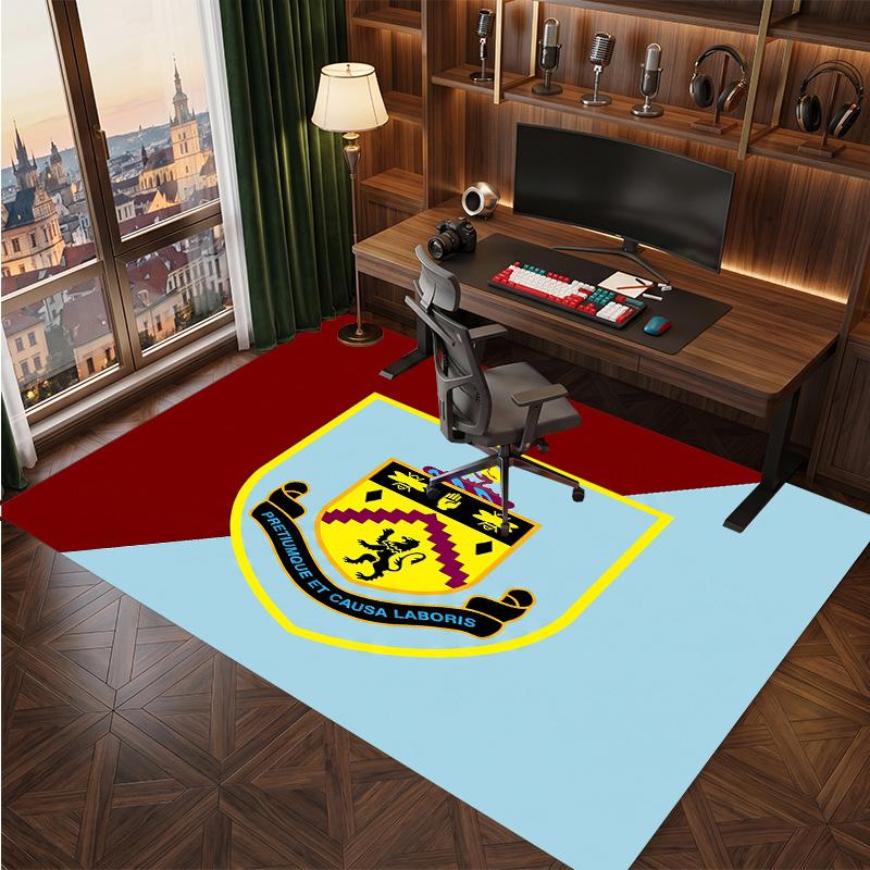 Burnley Football Print Crystal Velvet Rug, Comfortable Water Absorbent Non Slip Indoor Floor Carpet