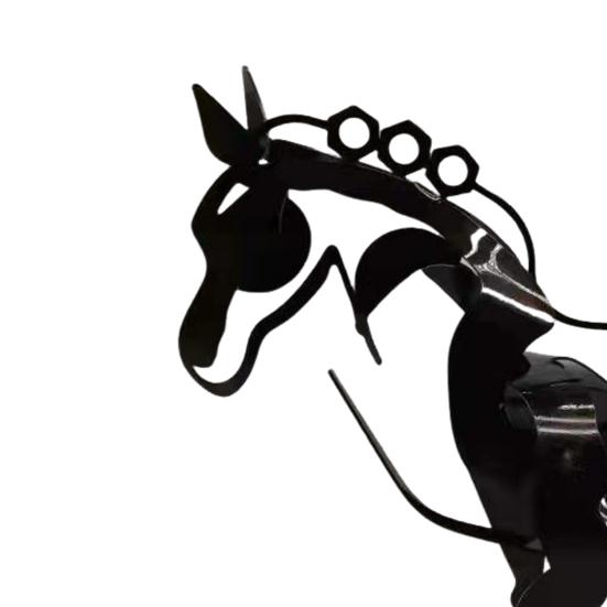 Abstract Horse Sculpture Hollow Horse Statue with Light Metal 3D Animal Figurine Home Office Desktop Decoration Ornament
