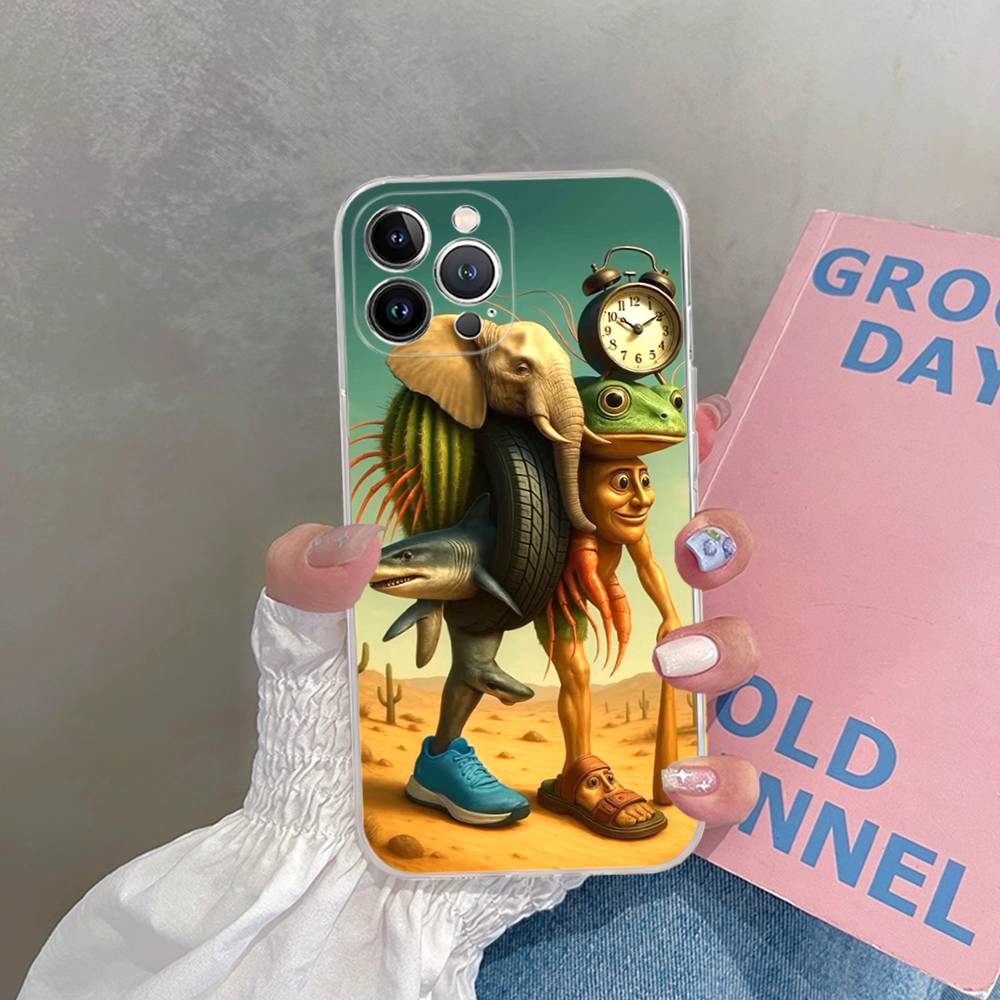 Cartoon Italian Brainrot Tung Tung For IPhone 17 16 16e 15 14 13 12 11 Pro Max Mini Plus Phone Case