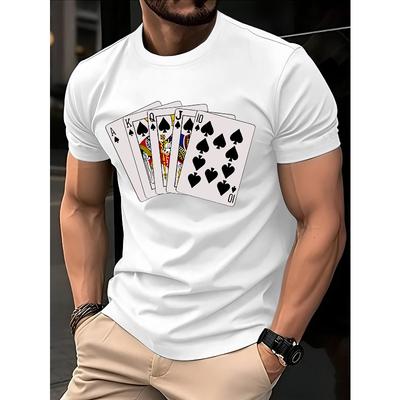 Taglie Europee Maglietta Casual da Uomo a Manica Corta con Stampa - Rossa Girocollo T-shirt Estiva, Tessuto Leggero e Traspirante per Abbigliamento Casual