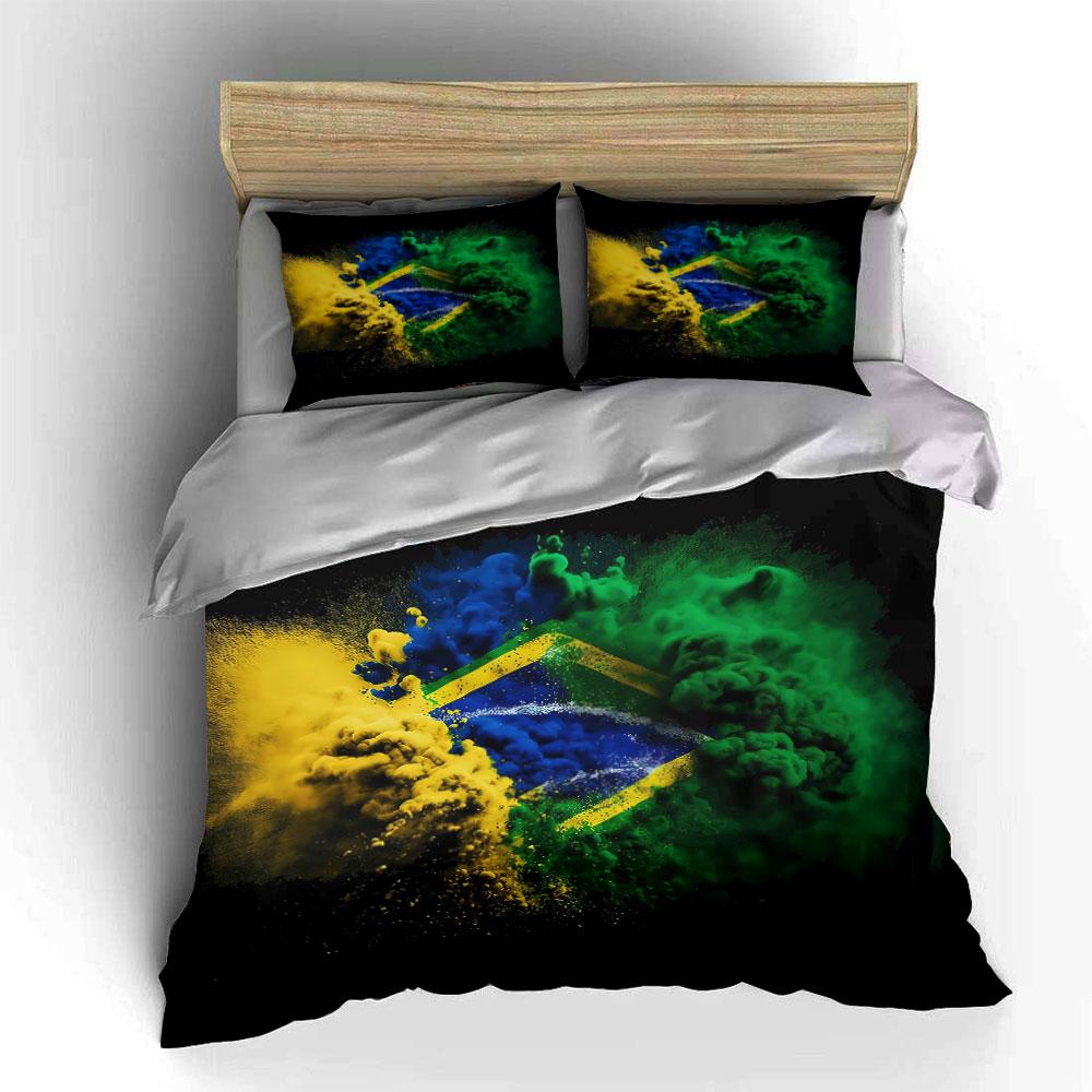 Brazil Flag Colorful Bedding Set Bedding Duvet Cover Set Duvet Cover Pillowcases (1 * Duvet Cover 2 * Pillowcases, Without Duvet Insert)