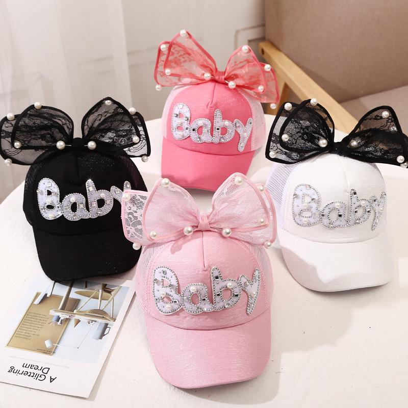 Cappello estivo traspirante in rete per bambini con visiera a becco d'anatra e protezione solare da principessa