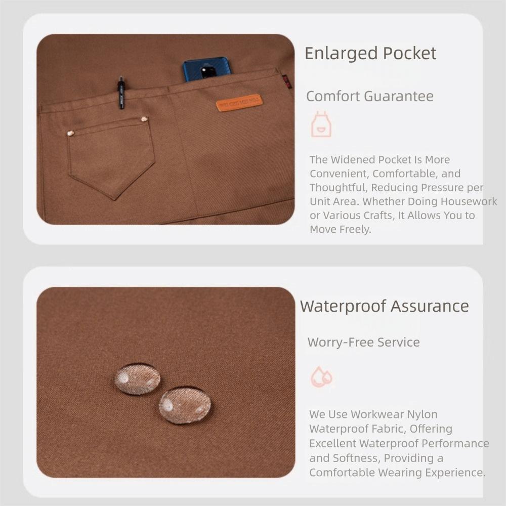 Salon Apron Solid Color Waterproof Apron Oil Resistant Multi-function Kitchen Apron Adjustable with Pockets Chef Apron Waiter