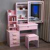 Compact Modern Makeup Dressing Table with Sliding Mirror and Integrated Storage