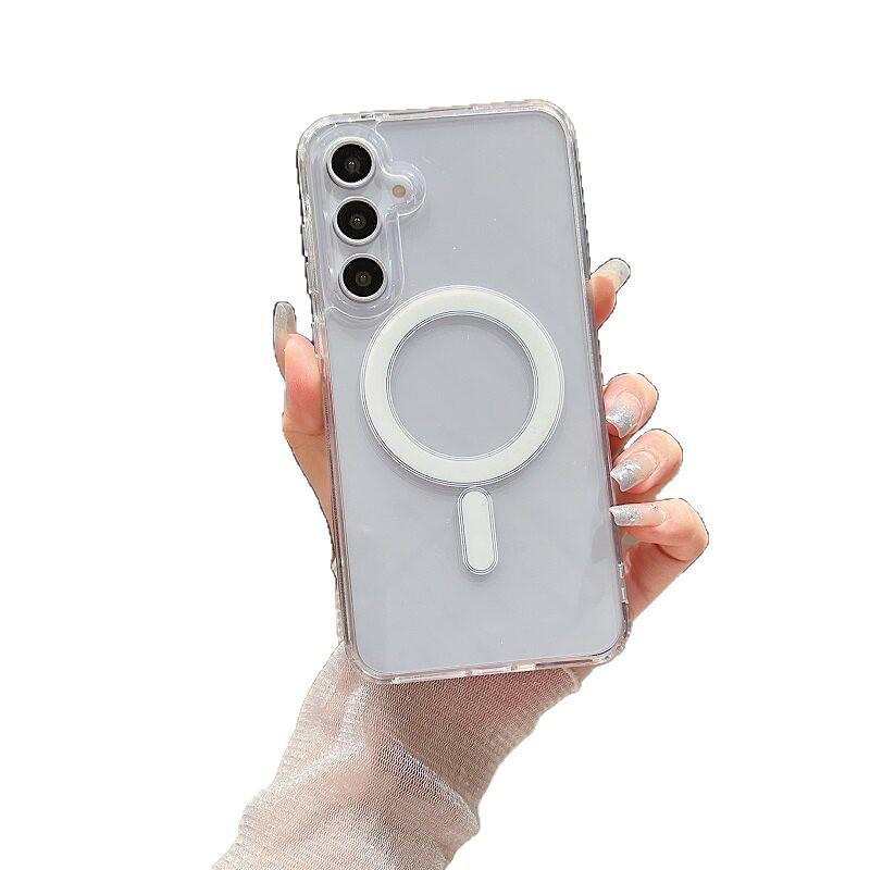 Samsung A37 Transparent Magnetic Phone Case - Large Hole, Full-Coverage, Anti-Fall Protection for A56, A16/15, A55.