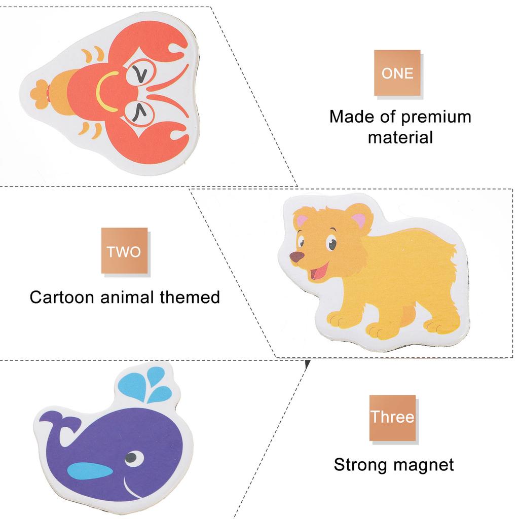 24 Pcs Magnet Cartoon Animal Fridge Baby Toddler Kids Toys Wood Whiteboard Magnets for Toddlers