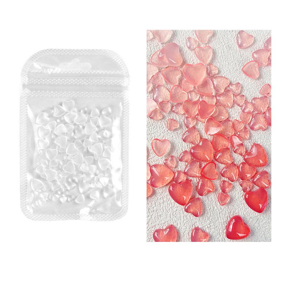 

90 шт. бусин для дизайна ногтей в форме сердца, меняющих цвет, светочувствительные подвески для ногтей, украшения красный