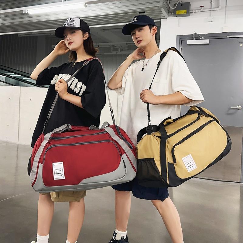 Travel Bag Large Capacity Duffel Bag Hip Hop Trendy Cool Shoulder Bag Fitness Bag Business Trip Boarding Bag Can Be Set with Tie Rod