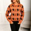 Women's Halloween Pumpkin Neck Pullover Sweater
