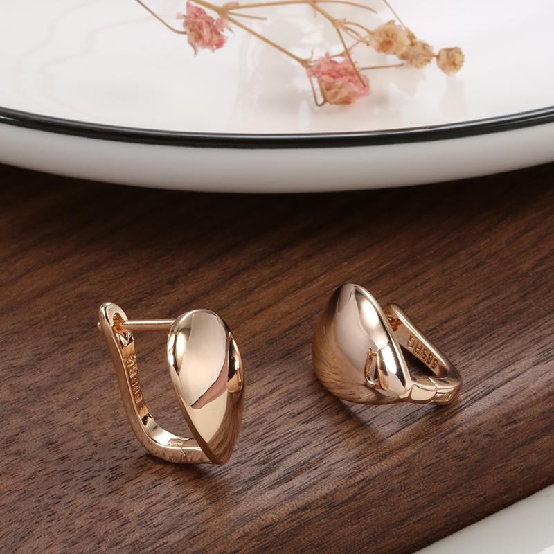 Glossy Dangle Earrings  Rose Gold Color Simple Water Drop Earrings For Women High Quality Daily Fine Jewelry
