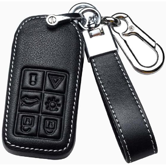 

HIBEYO Key Case Cover for Volvo Smart Car Key Accessories with Keychains 5 buttons чёрный