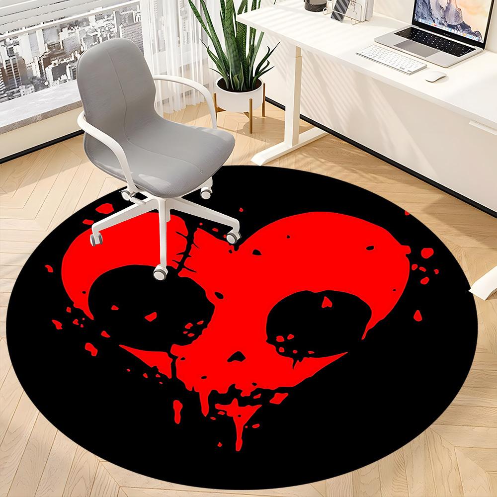 1pc Blood Heart Office Round Area Rug, Indoor Mat Suitable ForOffice, Under Office Chairs Bedroom Living Room Home Decor, Room Deco T211