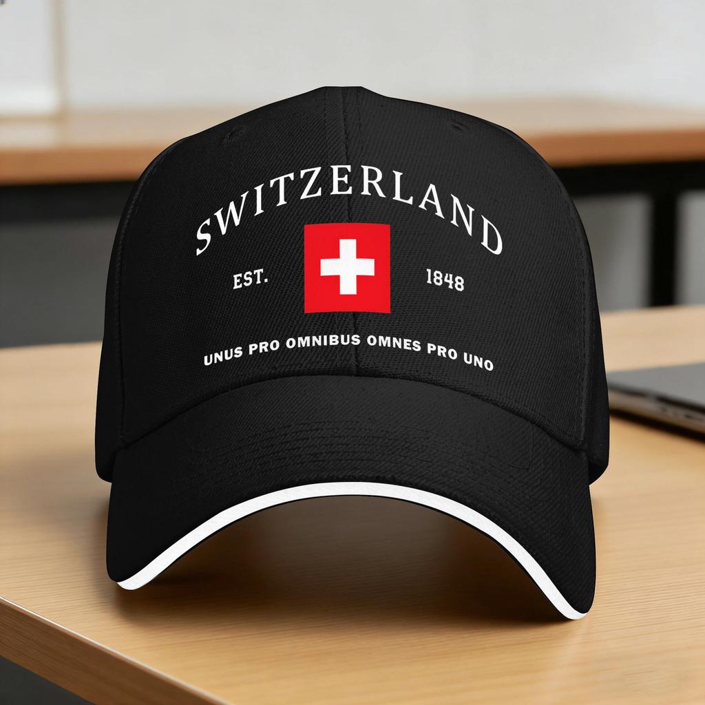 Swiss Switzerland Flag Baseball Cap Fitted Retro Women Unisex Trucker Hat Sun Visor Print Tennis Skate Snapback Cap Gift Idea