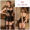 Women's Mesh Lace Ribbon Flutter Sleeve Deep V Push Up Padded Tie Lingerie Sleep Dress Set