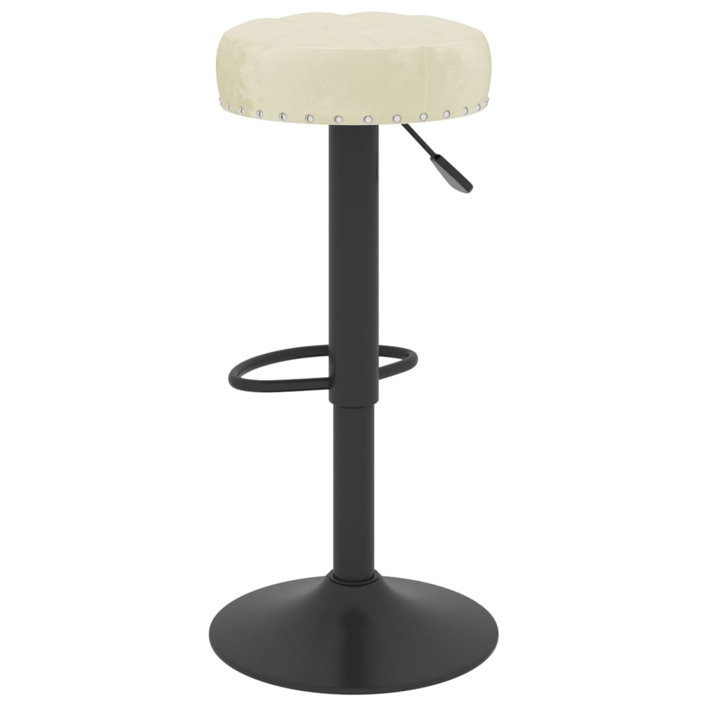 Bar Stool Set of 2 Cream Velvet