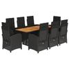 VidaXL Garden Dining Set with Cushions 9 Pcs, Table and Chairs with Adjustable Backrest and Footrest, 3212505