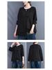 Autumn/Winter 2023 Women's Cotton Loose Fit Round Neck Pullover with Slit Hem, Plus Size Long Sleeve Casual Sweatshirt
