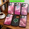 Stilvolle rosa Wolken für Mädchen Handyhülle Für iPhone17,16,15,14,13,12,11 Plus,Pro Magnetisch Für Magsafe Kabelloses Laden