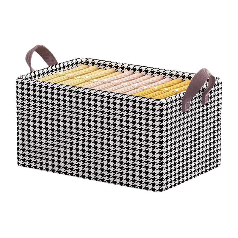 Houndstooth Foldable Pants Storage Box with Steel Frame