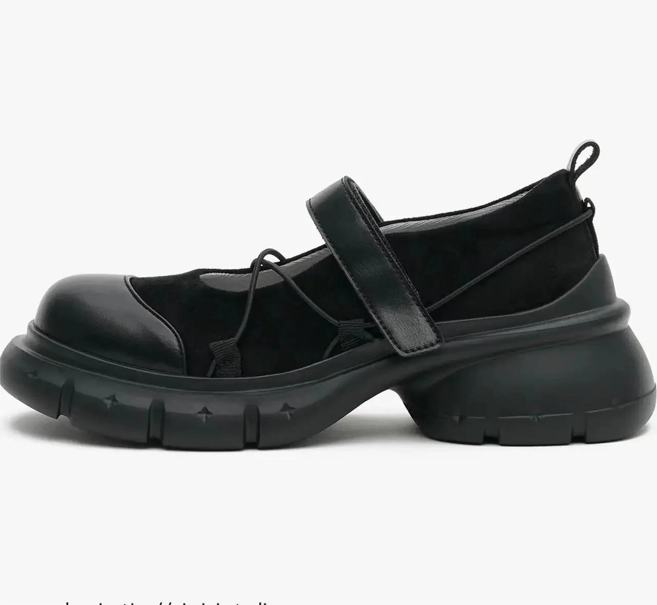 

Mary Janes Women s Shoes 2025 New Summer Sport Thick Bottom Heightening Cute Magic Tape Ballet Style Single Shoes Round Toe Mid 39 чорний