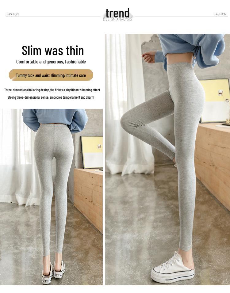 Women's High Waist Slimming Modal Leggings - Thin, Elastic, Plus Size, 9-Point Length for Spring and Autumn
