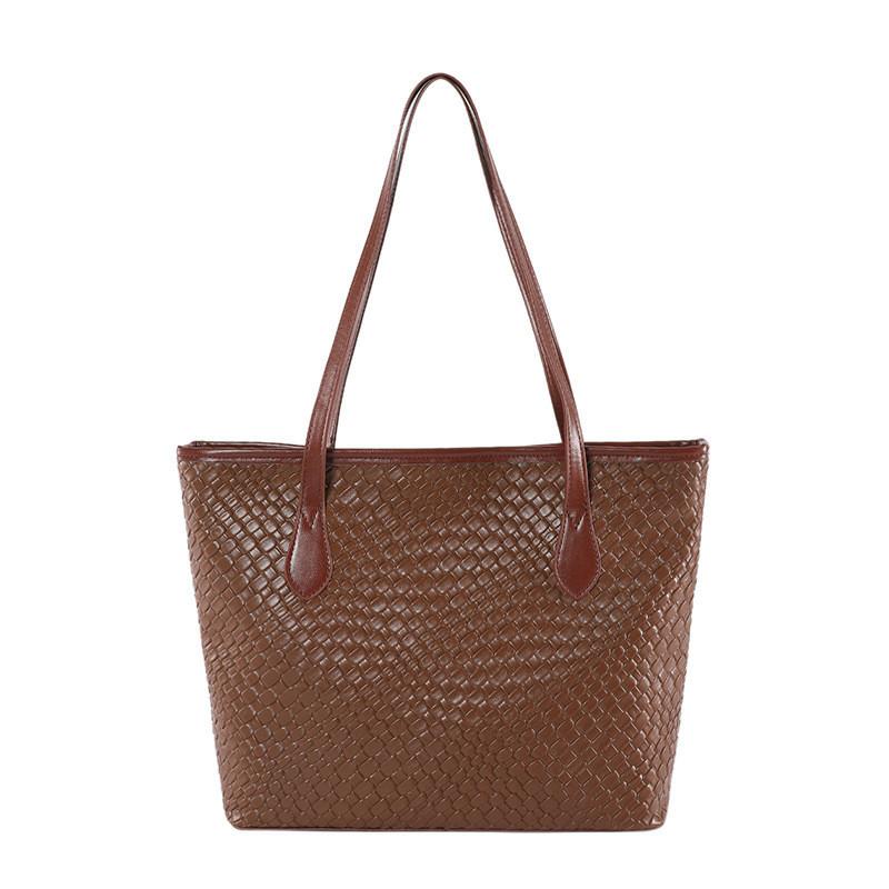 Stylish Street Fashion Commuter Large Quilted Pu Tote Bag With Zipper StyleE