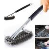 Griglia per barbecue Spazzola per barbecue in acciaio inossidabile Setole metalliche Spazzole per pulizia antiaderenti con manico Rimuovi macchie Accessori per barbecue