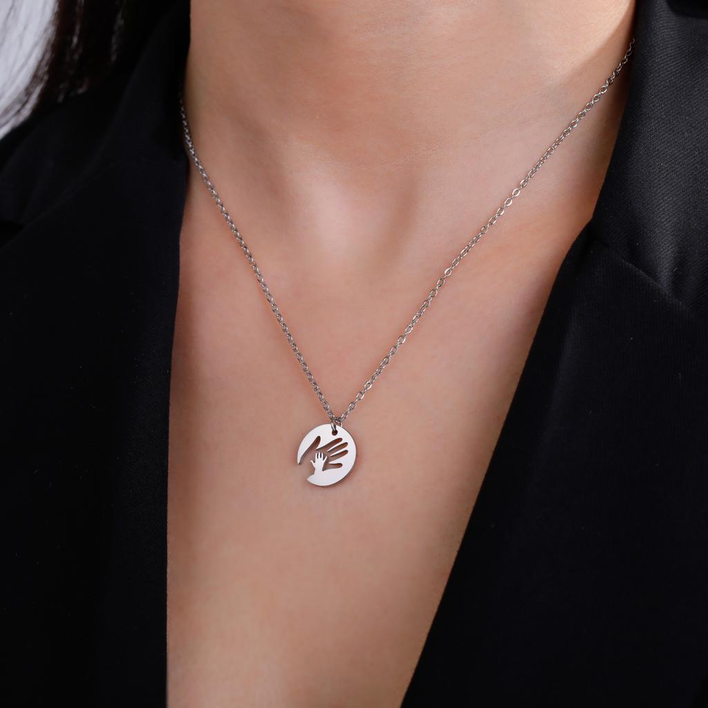 Lemegeton Stainless Steel Female Necklace Link Chain Jewelry on the Neck Small Hands Pull Big Hands Accessories Gift For Mom