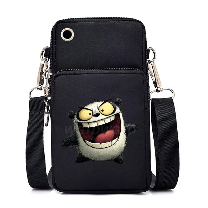 Funny Animals Personality Printing Black Oblique Span Small Bag Multifunctional Casual Portable Mobile Phone Bag