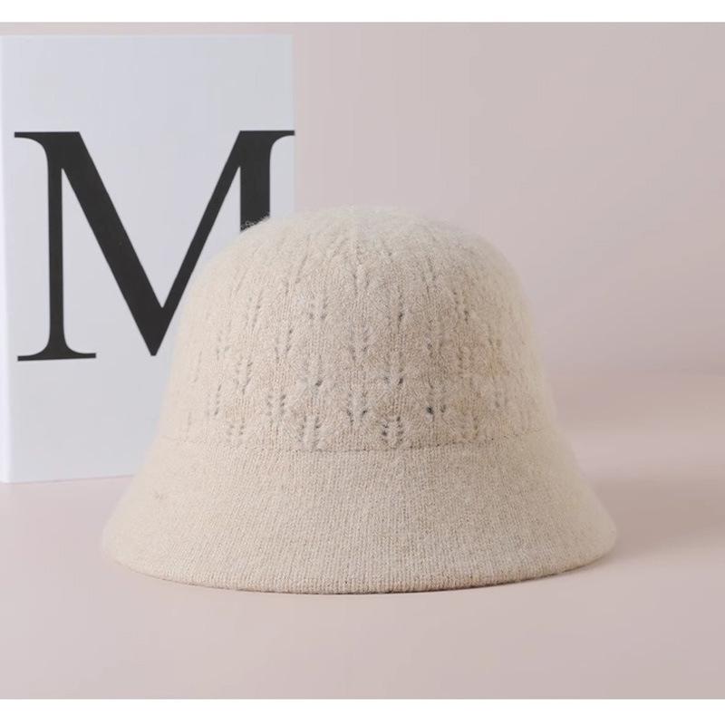 Bucket hat ladies autumn and winter elegant versatile hat fashion celebrity knitted bucket hat