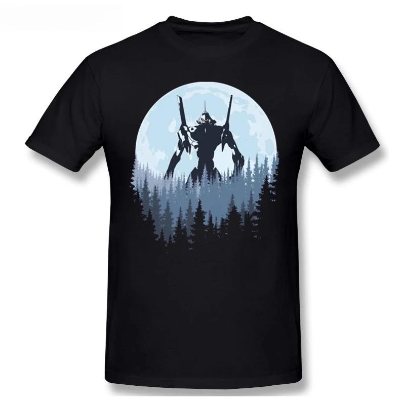 Neon Genesis Evangelion Unit-01 Moonlit Forest Silhouette Casual Oversized Anime T-Shirt Women And Men T-Shirt