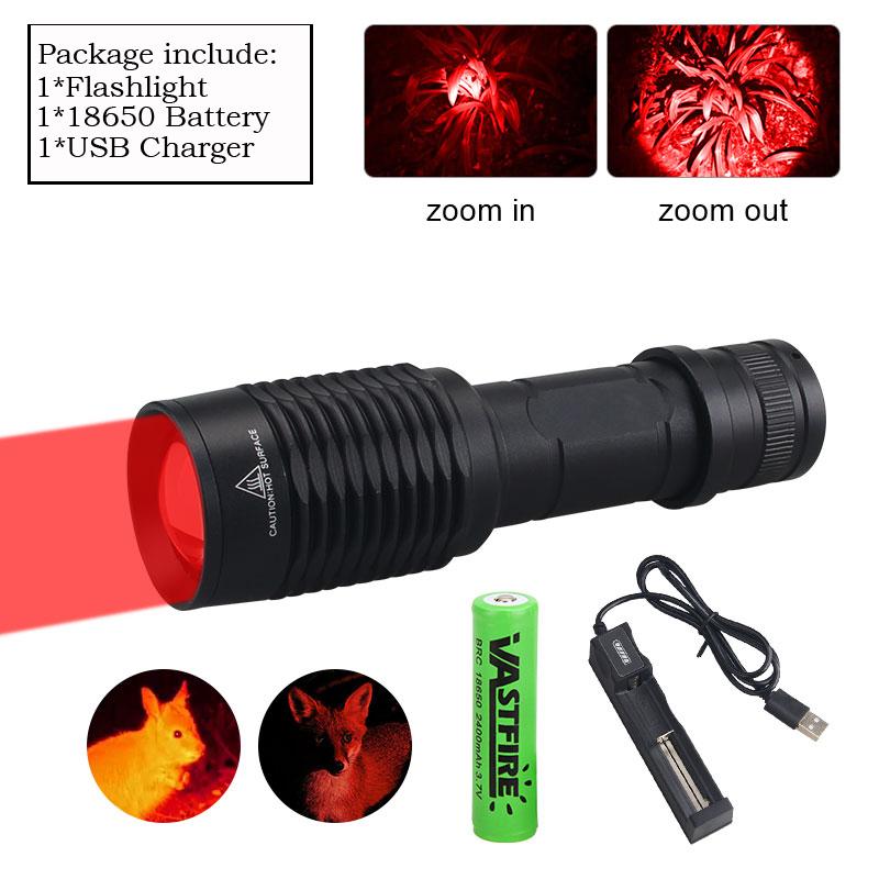 R5 LED Zoomable Flashlight Tactical Green/Red/Blue Torch 1 Gear  Outdoor Waterproof IP65 Night Hunting Fishing Lantern