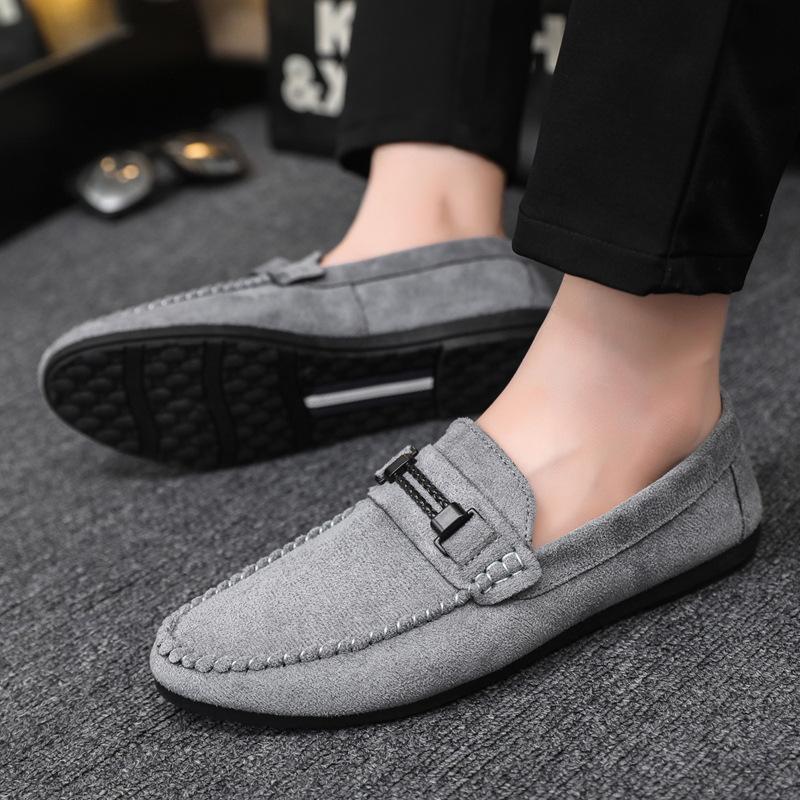 Breathable and wear-resistant one-pedal leather shoes British soft-soled lightweight men's loafers Doudou shoes men's fashion formal lazy shoes