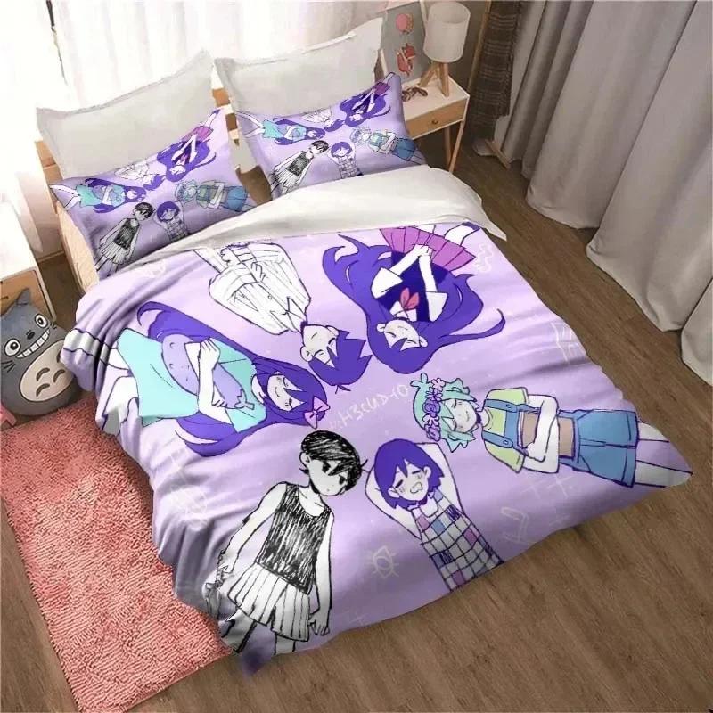 Fashion 3D Printed Anime Omori Bedding Set All Seasons Double Duvet Cover Set Twin King Size Bedclothes Home Textile