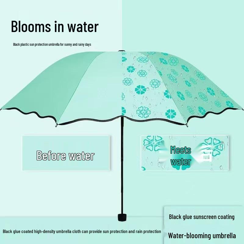 UV Protection Sun & Rain Foldable Umbrella with Black Coating for Students