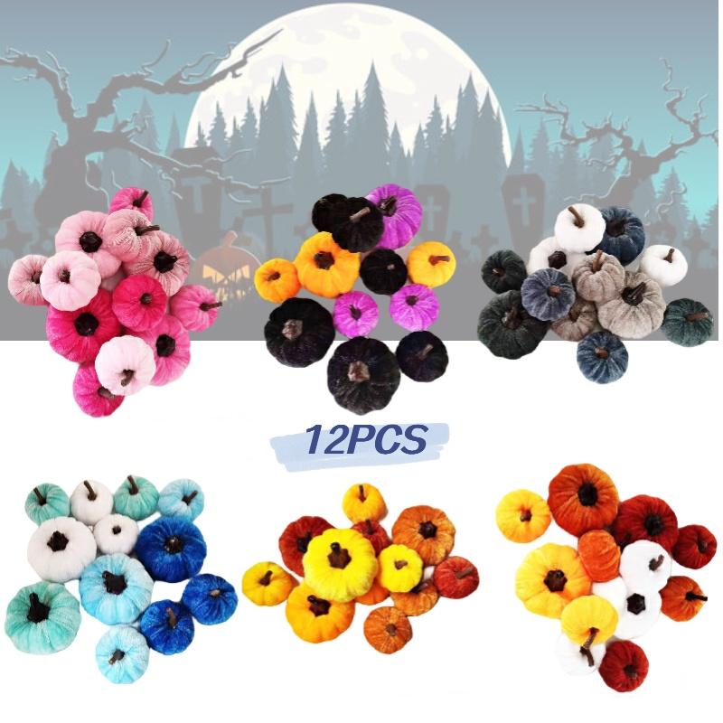 High-quality Cloth Pumpkin Thanksgiving Foam Fake Pumpkin Halloween Hot Selling Pumpkin Props White Orange Set Of 4 Large And 8 Small