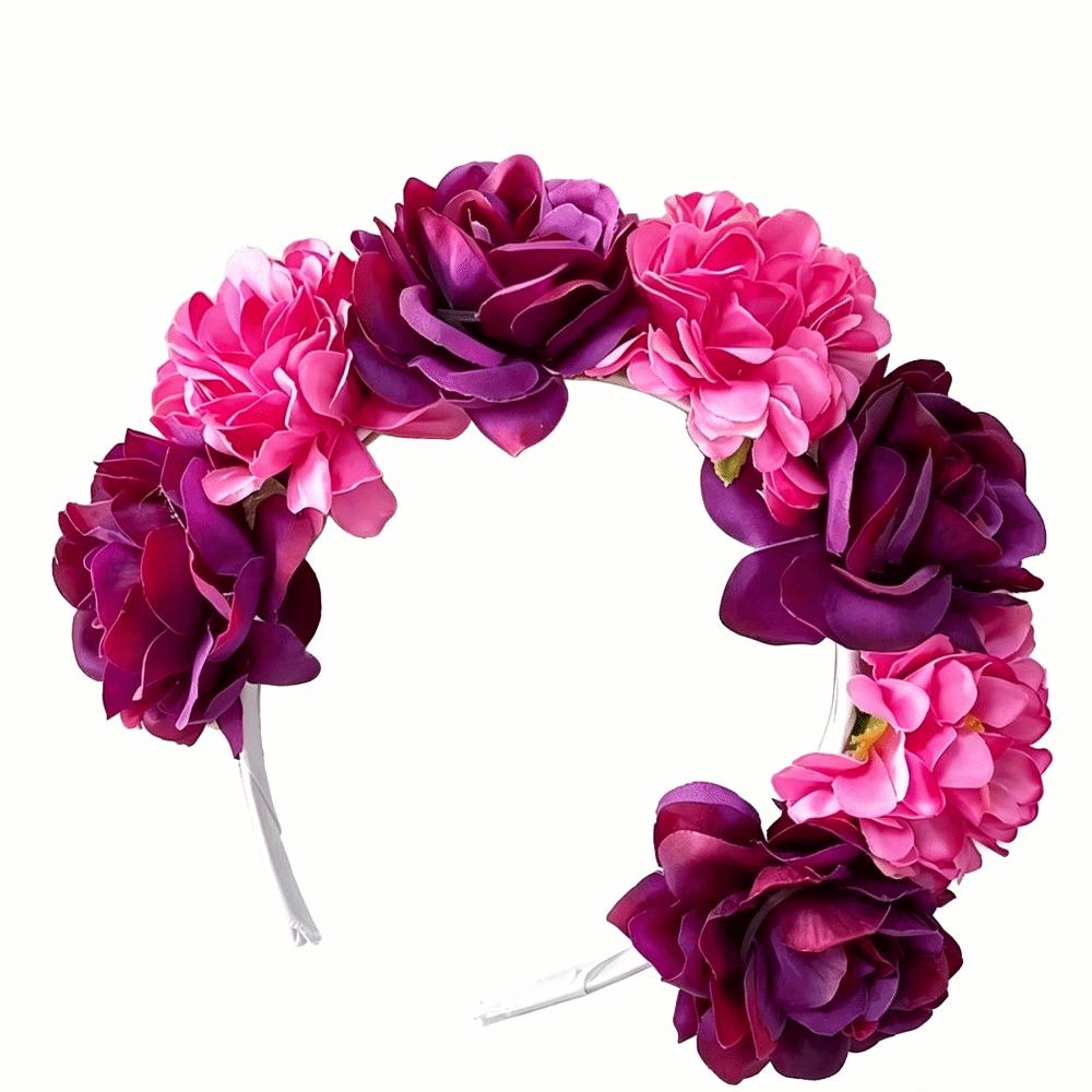 Vintage Floral Headband Romantic Bohemian Hair Accessories Colorful Artificial Flower Crown  Party