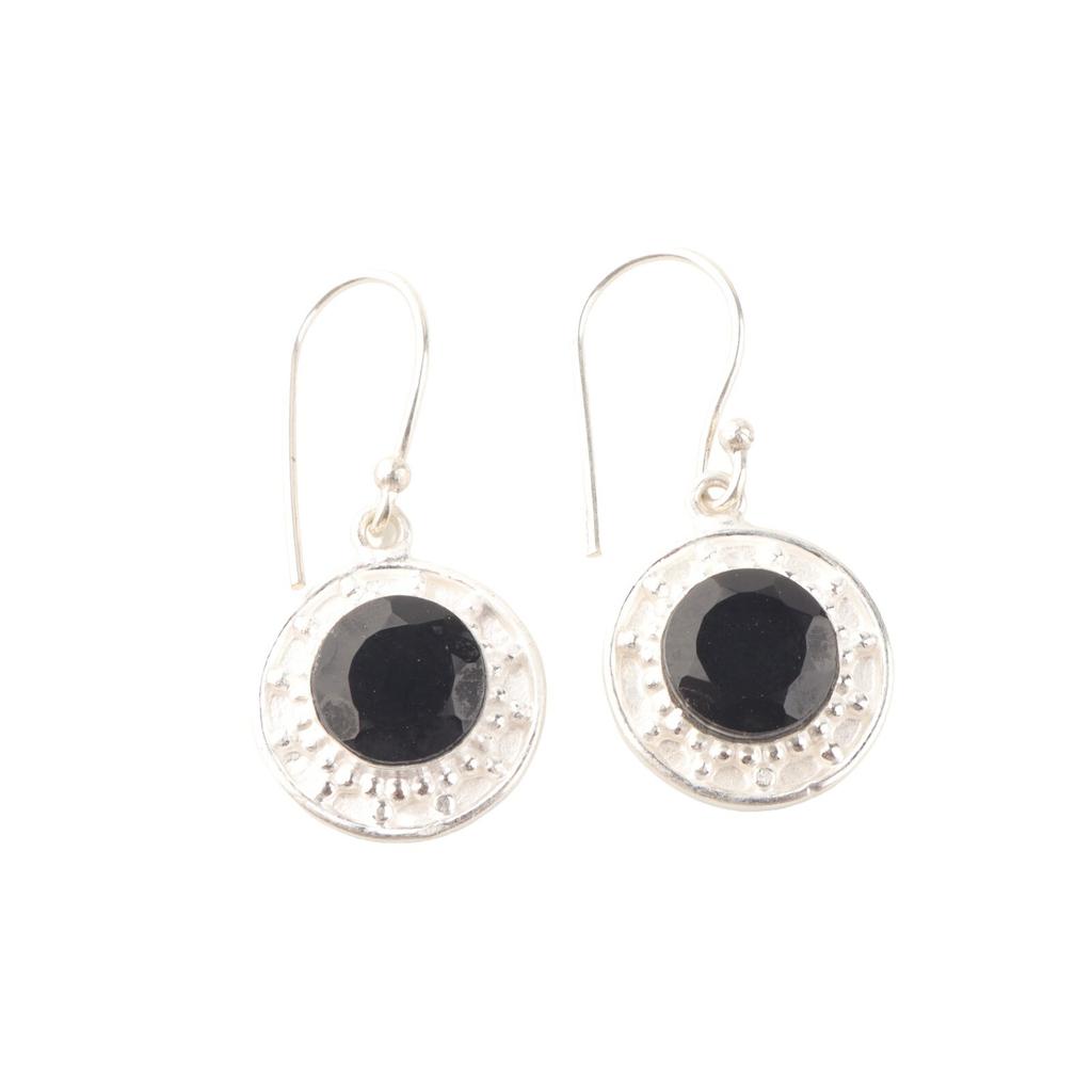 Rare Black Onyx 925 Sterling Silver Earrings, Handmade Jewelry For Women's 1.5" EE-153-18
