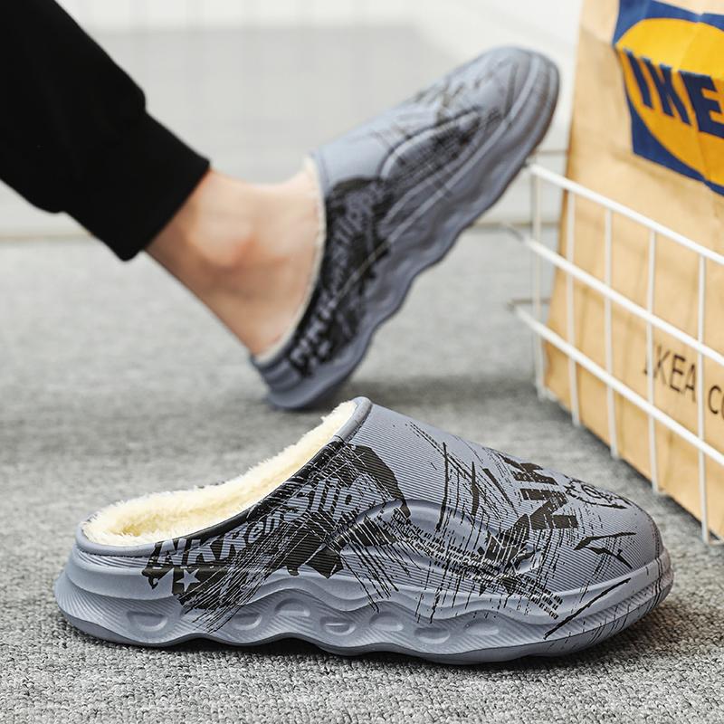 Fashion Winter Slippers For Men Eva Casual Shoe Indoor Ourdoor Warm Plush Non-slip Platform Waterproof Young Fashion Footwear New Style