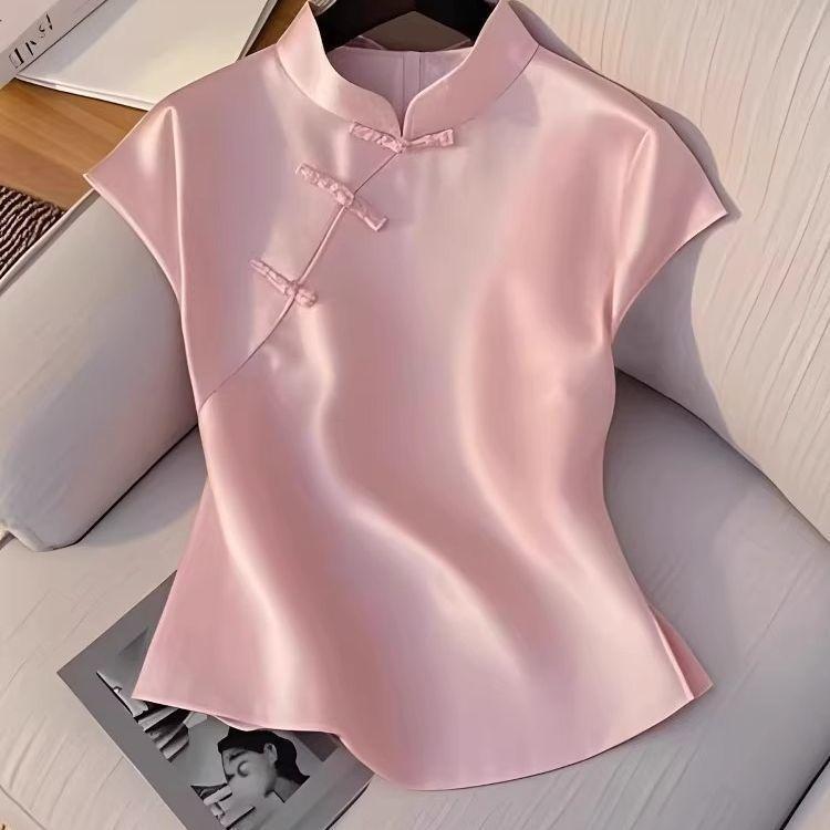 

Роскошный розовый топ 2025 лето новый высококлассный смысл уникальная и красивая рубашка с короткими рукавами 3XL (recommended 138-75kg)