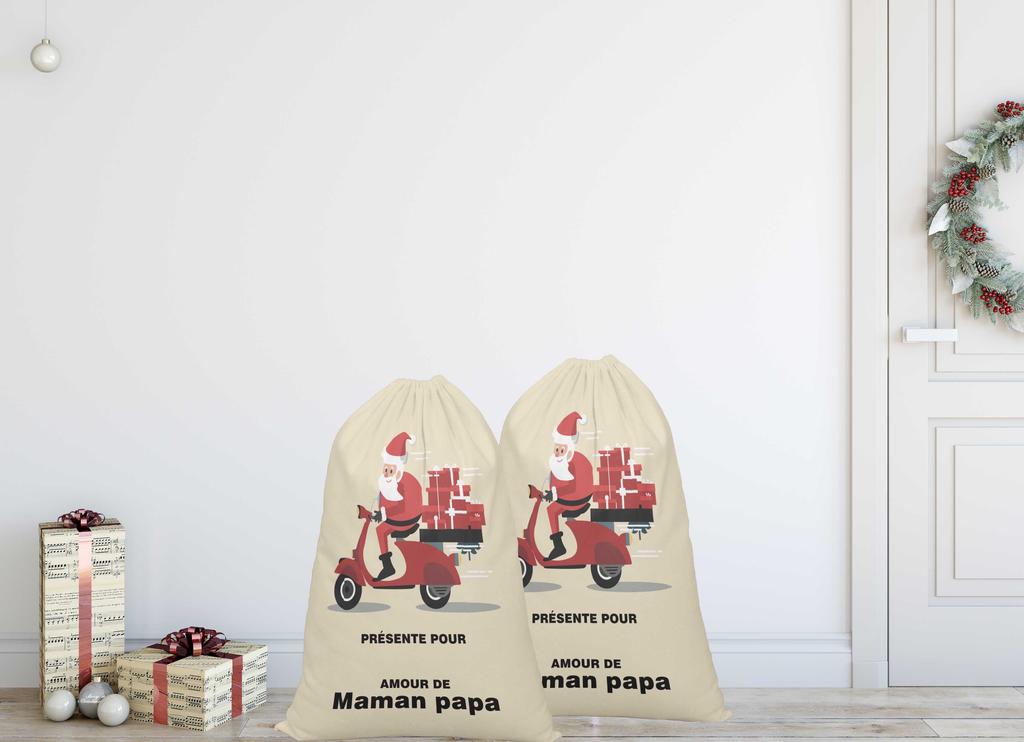 Printtoo Pack of 2 Pcs Xmas Presents Storage Bags Large Santa Gift Sack with Drawstring Christmas Party Favor 27x20 Inch