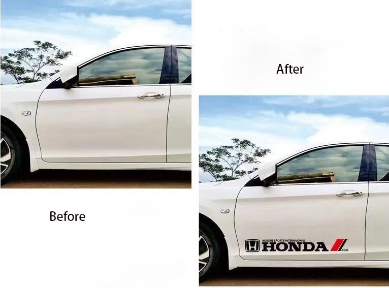 DLYXV1 Car Styling Side Body Badge Emblem Decal Car Door Side Stripes Stickers For Honda Civic Accord CRV Hrv FIT Car Exterior