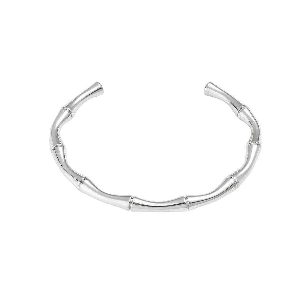 Bamboo Joint Bracelet & Earring Set: Women s Versatile French-Inspired Stainless Steel Jewelry