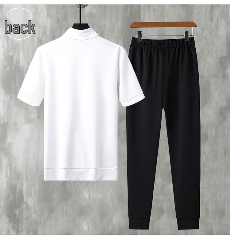 Men's Stand-Up Collar Sportswear Suit: Casual, Trendy, Breathable, Loose-Fit, Short-Sleeved Two-Piece Set