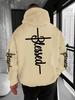 New Trendy Fleece Hooded Sweatshirt with Letter Pattern and Kangaroo Pocket Design for Men. Comfortable and Casual.