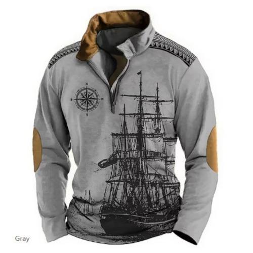 Fashion Men's Sweatshirt 3d Printed Half Zip Men's Polo Shirt